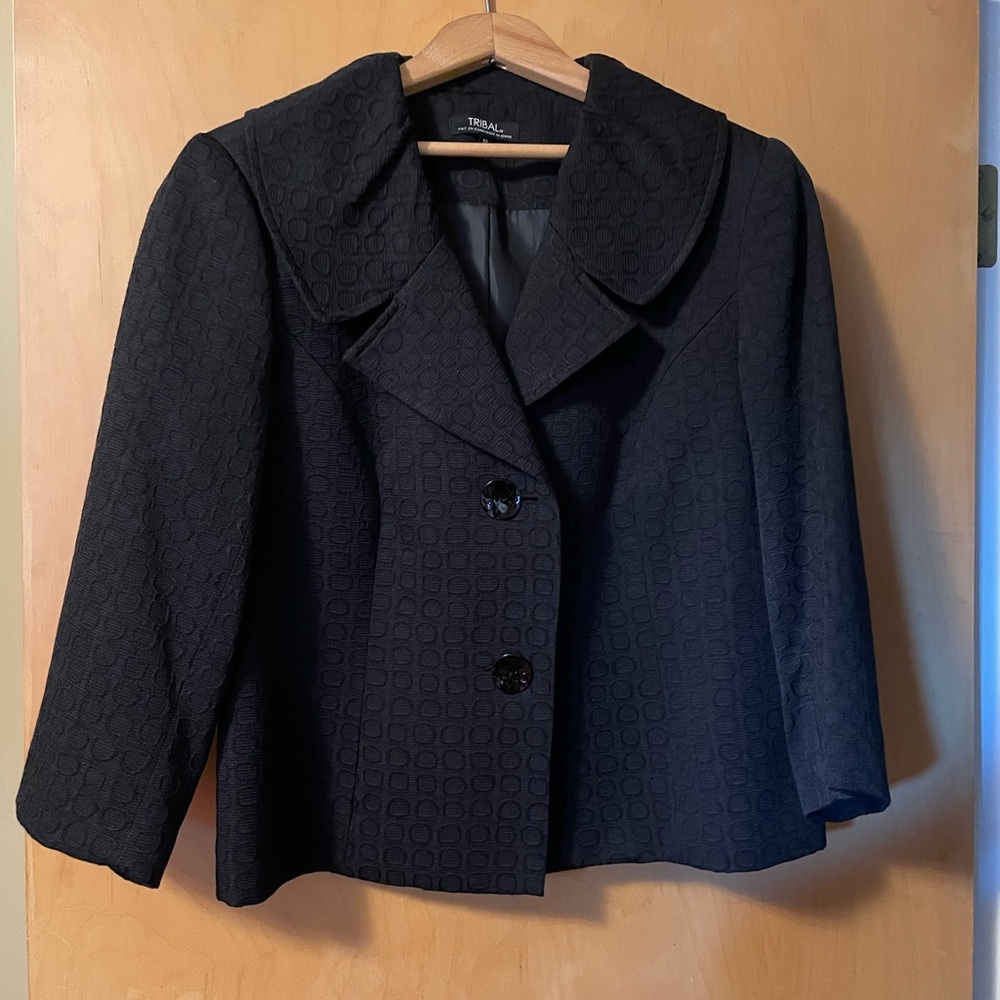 NWOT TRIBAL BLACK 3/4 SLEEVE JACKET SZ 12